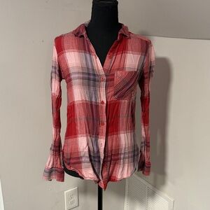 Mudd Red and Pink Plaid Shirt